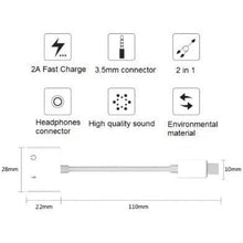 Load image into Gallery viewer, iPhone to 3.5mm Splitter 2in1 Adapter to AUX Headphone and Charger - Battery Mate