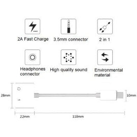 iPhone to 3.5mm Splitter 2in1 Adapter to AUX Headphone and Charger - Battery Mate