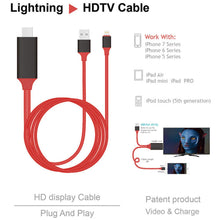 Load image into Gallery viewer, iPhone To HDMI AV TV Adapter Video Output 2M Cable (RED) - Battery Mate