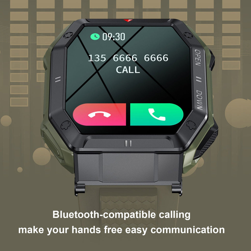 K55 Smart Watch Multifunctional Fitness Tracking Fashion BT Calling Heart Rate Black - Battery Mate