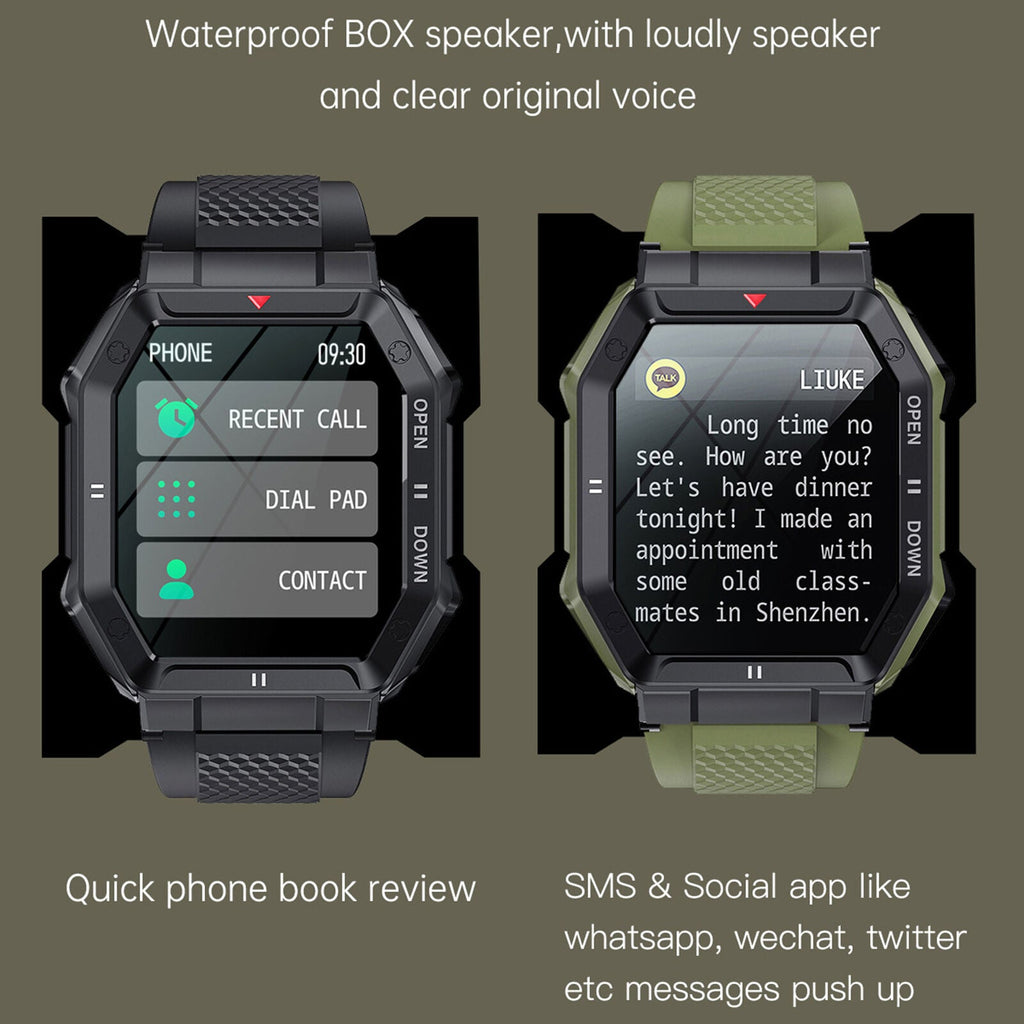 K55 Smart Watch Multifunctional Fitness Tracking Fashion BT Calling Heart Rate Black - Battery Mate