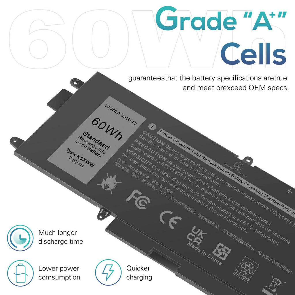 K5XWW Battery for Dell Latitude 7389 7390 12 5289 2-in-1 L3180 451-BBZC 71TG4 - Battery Mate