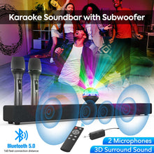 Load image into Gallery viewer, Karaoke Soundbar Bluetooth Speaker Subwoofer Surround w/ 2 Wireless Microphones - Battery Mate