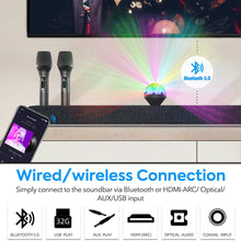 Load image into Gallery viewer, Karaoke Soundbar Bluetooth Speaker Subwoofer Surround w/ 2 Wireless Microphones - Battery Mate