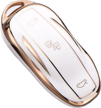 Load image into Gallery viewer, Key Fob Cover Case For Tesla Model S 3 Y X Remote Holder &amp; Protector White - Gold - Battery Mate