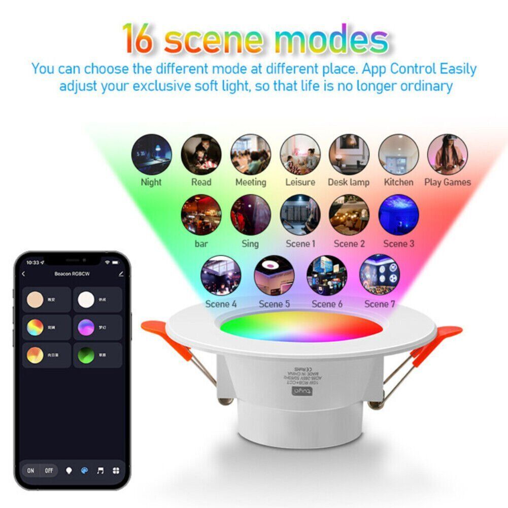 LED Downlight Bluetooth LED Smart Ceiling Light Motion Sensor Dimmable ...