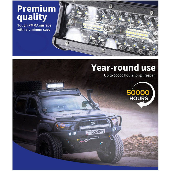 LED Light Bar Work Flood Spot Beam Lamp Offroad Caravan Camping Strip Lights 180W - Battery Mate