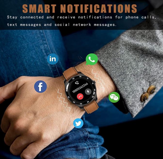 mart Watch, Full Touch Screen Smart Bracelet, Men's Smart Watch Bracelet Activity Waterproof IP67 Activity Monitor with Heart Rate and Blood Pressure, Calorie Monitor, Sports Watch (Black) - Battery Mate