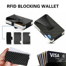 Load image into Gallery viewer, Men Carbon Fiber Credit Card Holder RFID Blocking Slim Wallet Money Clip Purse - Battery Mate