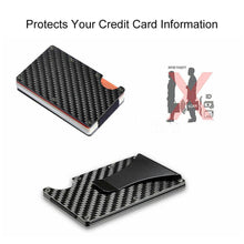 Load image into Gallery viewer, Men Carbon Fiber Credit Card Holder RFID Blocking Slim Wallet Money Clip Purse - Battery Mate
