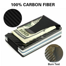 Load image into Gallery viewer, Men Carbon Fiber Credit Card Holder RFID Blocking Slim Wallet Money Clip Purse - Battery Mate