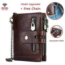 Load image into Gallery viewer, Men's RFID Blocking Wallet Leather Purse Card Slots Coins Holder Chain - Battery Mate