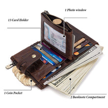 Load image into Gallery viewer, Men's RFID Blocking Wallet Leather Purse Card Slots Coins Holder Chain - Battery Mate