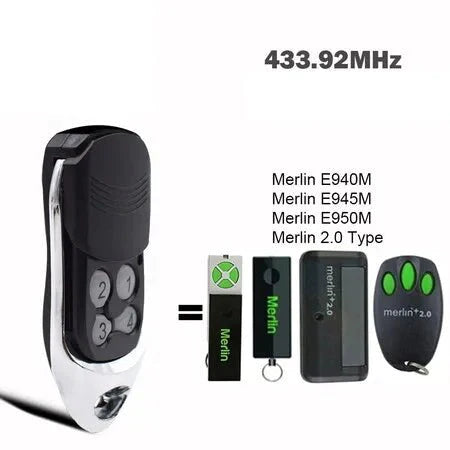 Merlin+ 2.0 E945M E950 E943 Compatible Garage Gate Door Remote Control 433.92mhz - Battery Mate