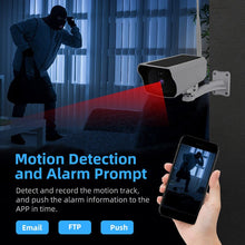 Load image into Gallery viewer, Outdoor Wireless Solar-Powered WiFi PTZ CCTV Camera with Battery + 64gb Memory Card Security IP Cam with Siren, Spotlight, Night Vision, AI Motion Detection - Battery Mate