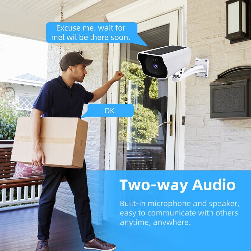 Outdoor Wireless Solar-Powered WiFi PTZ CCTV Camera with Battery + 64gb Memory Card Security IP Cam with Siren, Spotlight, Night Vision, AI Motion Detection - Battery Mate