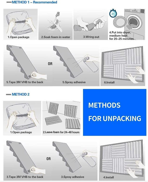 (24 Pack) Acoustic Soundproof Foam Sound Absorbing Panels 30×30×5 - Battery Mate