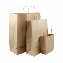 Load image into Gallery viewer, Paper Carry Bags (Brown) 32 x 34 x 15cm Large Size [100 Pack] - Battery Mate