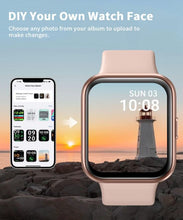Load image into Gallery viewer, Pink Smart Watch for Women Men Bluetooth Call Voice/Dial, 1.7'' DIY Full Touch Screen Fitness Tracker with Heart Rate Sleep Monitor Pedometer Message Reminder 5ATM Waterproof Smartwatch for Android iOS - Battery Mate