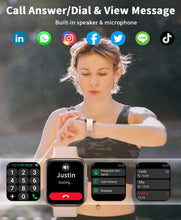Load image into Gallery viewer, Pink Smart Watch for Women Men Bluetooth Call Voice/Dial, 1.7'' DIY Full Touch Screen Fitness Tracker with Heart Rate Sleep Monitor Pedometer Message Reminder 5ATM Waterproof Smartwatch for Android iOS - Battery Mate