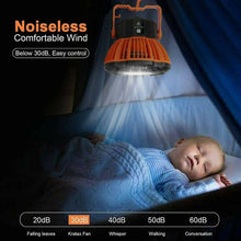 Load image into Gallery viewer, Portable Camping Fan LED Light Rechargeable Outdoor Tent Lantern w/ Hook Remote - Battery Mate