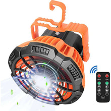 Load image into Gallery viewer, Portable Camping Fan LED Light Rechargeable Outdoor Tent Lantern w/ Hook Remote - Battery Mate
