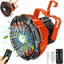Load image into Gallery viewer, Portable Camping Fan LED Light Rechargeable Outdoor Tent Lantern w/ Hook Remote - Battery Mate