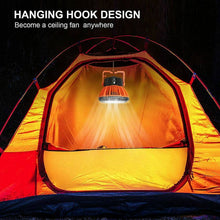 Load image into Gallery viewer, Portable Camping Fan LED Light Rechargeable Outdoor Tent Lantern w/ Hook Remote - Battery Mate