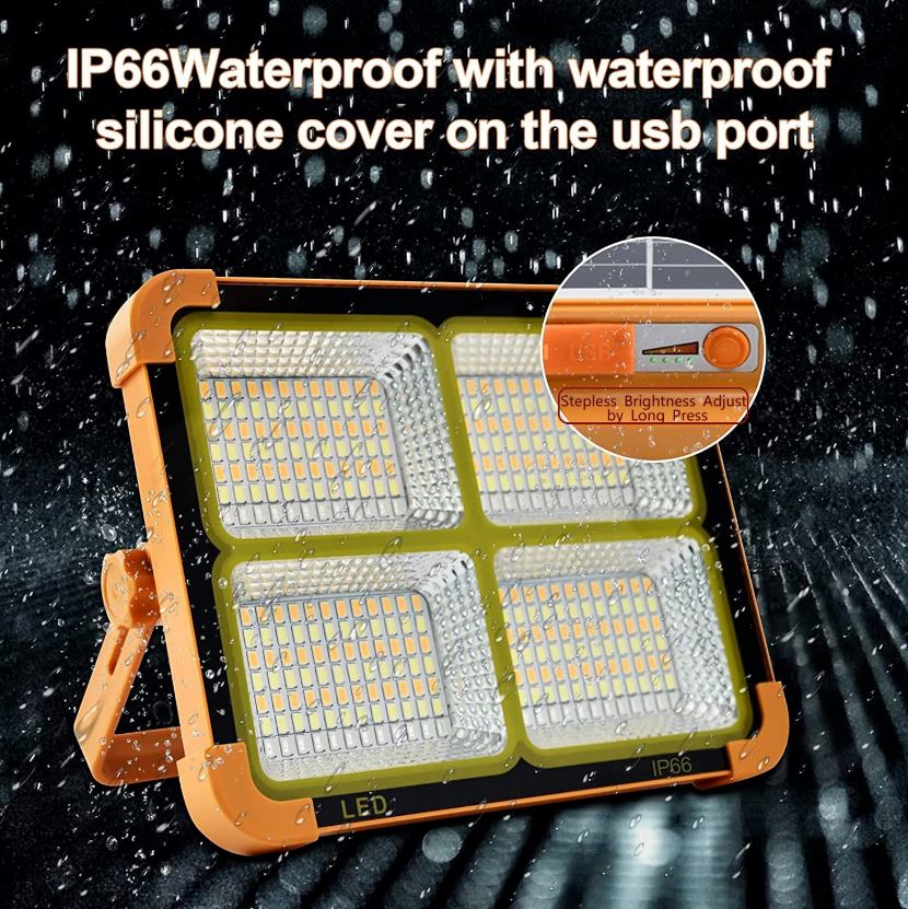 Portable Led Work Solar Light IP66 with Stepless Brightness Job Site Battery Rec - Battery Mate