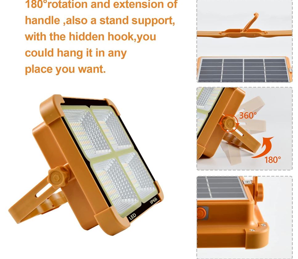 Portable Led Work Solar Light IP66 with Stepless Brightness Job Site Battery Rec - Battery Mate