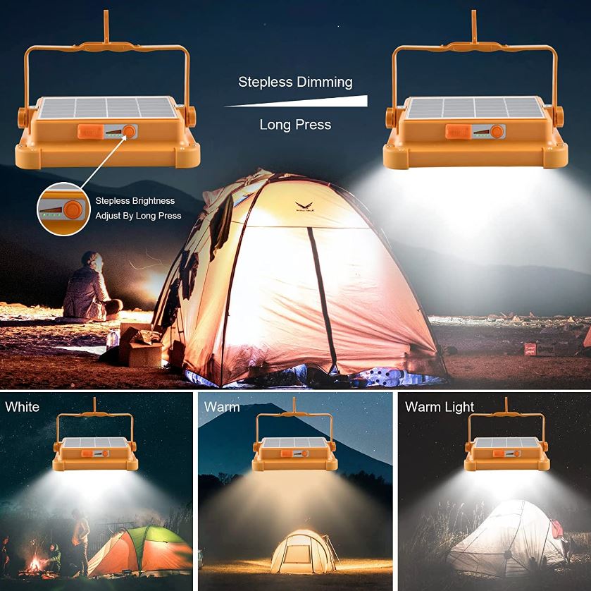 Portable Led Work Solar Light IP66 with Stepless Brightness Job Site Battery Rec - Battery Mate