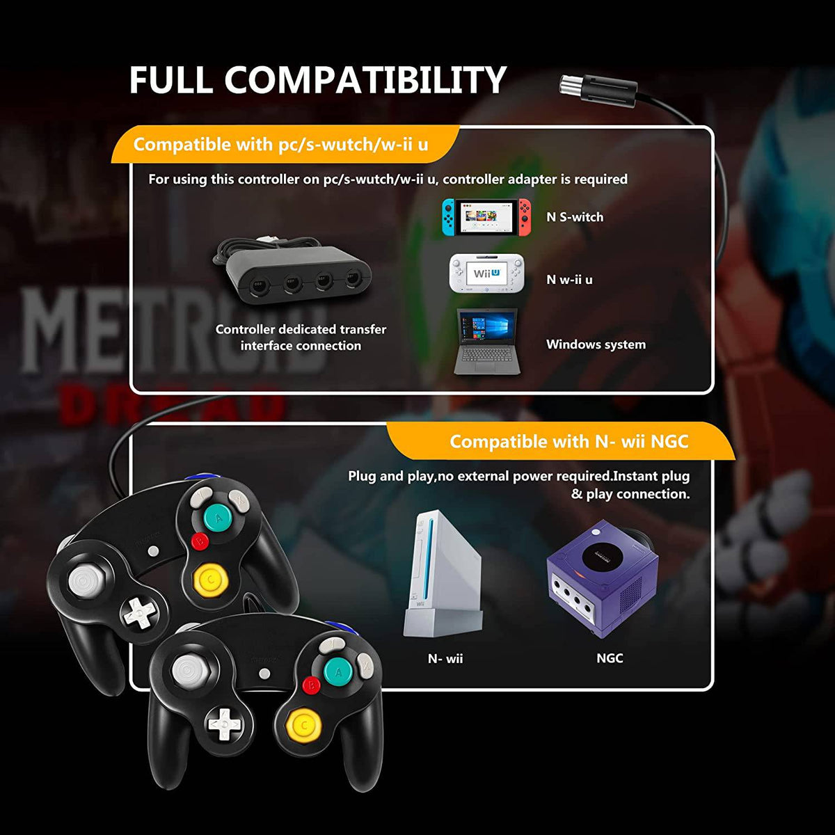 Gc Contoller Ridges Premium Dual Shock Gamecube Controller Gamepad for Nintendo Wii GC NGC ...