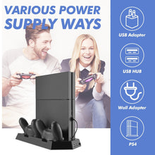 Load image into Gallery viewer, PS4 Stand Dock Controller Charger Cooling Fan Hub USB For Playstation 4 PS4 Slim - Battery Mate