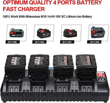 Load image into Gallery viewer, Rapid 4 Port Charger for Milwaukee 18V Battery M18 Charger【Fireproof material】 - Battery Mate