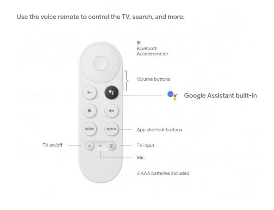 Replacement G9N9N For Chromecast 4K Google TV Voice Bluetooth IR Remote Control - Battery Mate
