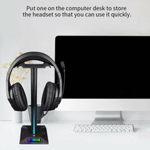 Load image into Gallery viewer, RGB Earphone Gaming Headset Holder Hanger Headphone Stand with 3.5mm 2 USB Ports - Battery Mate