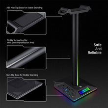 Load image into Gallery viewer, RGB Earphone Gaming Headset Holder Hanger Headphone Stand with 3.5mm 2 USB Ports - Battery Mate