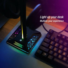 Load image into Gallery viewer, RGB Earphone Gaming Headset Holder Hanger Headphone Stand with 3.5mm 2 USB Ports - Battery Mate