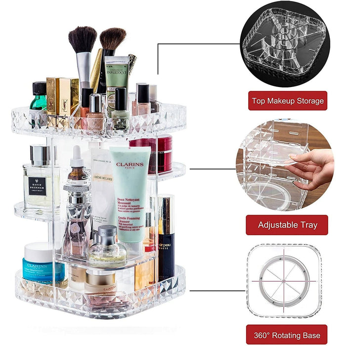 Rotating Storage Box Display Case Makeup Accessories Organizer Cosmetic - Battery Mate