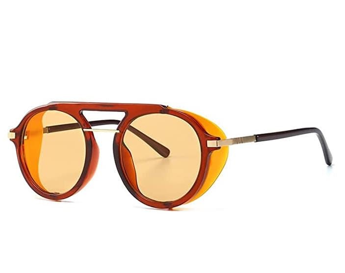 Round Vintage Polarized Sunglasses Retro Eyewear Protection Both Sides - Brown Colour - Battery Mate