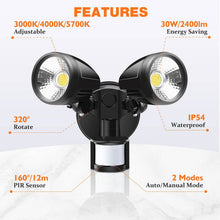 Load image into Gallery viewer, Sensor LED Premium Aluminium Outdoor Garage Security Flood Twin Spotlight IP54 | Black - Battery Mate
