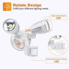 Load image into Gallery viewer, Sensor LED Premium Aluminium Outdoor Garage Security Flood Twin Spotlight IP54 | White - Battery Mate