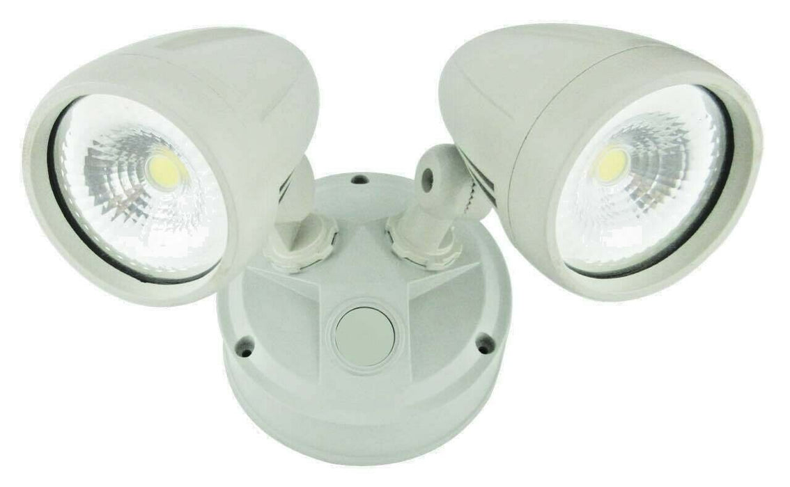 Sensor LED Premium Aluminium Outdoor Garage Security Flood Twin Spotlight IP54 | White - Battery Mate