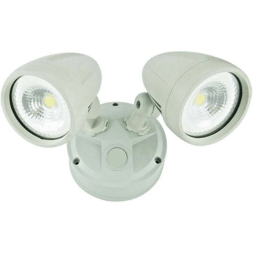 Sensor LED Premium Aluminium Outdoor Garage Security Flood Twin Spotlight IP54 | White - Battery Mate