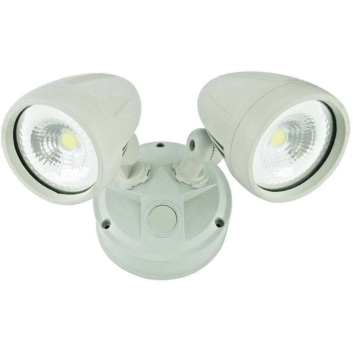 Sensor LED Premium Aluminium Outdoor Garage Security Flood Twin Spotlight IP54 | White - Battery Mate