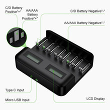 Load image into Gallery viewer, Smart Battery Charger 8 Slots LCD Display For AA/AAA/C/D Rechargeable Batteries - Battery Mate