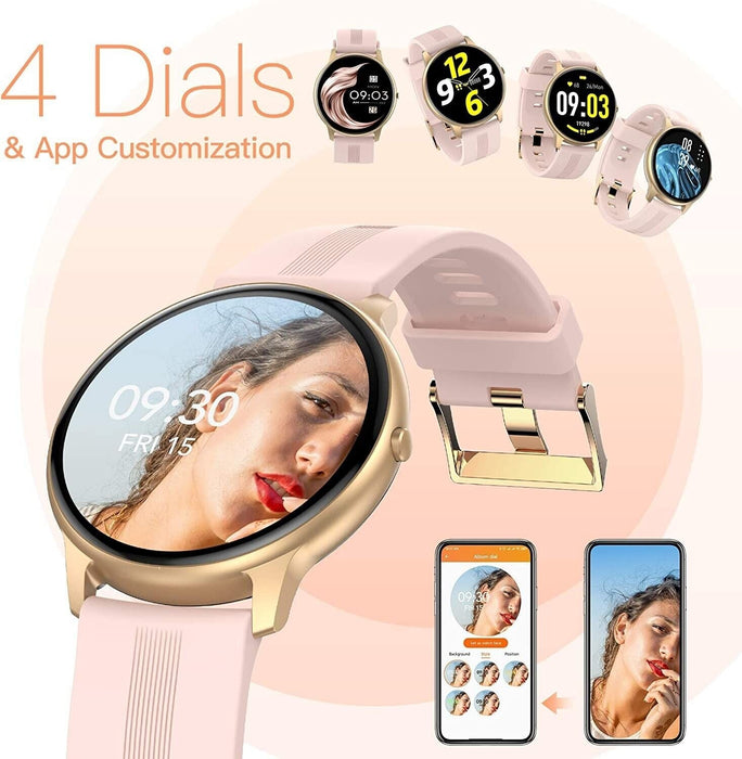 Smart Watch for Women, Smartwatch for Android and Ios Phones IP68 Waterproof - Pink - Battery Mate