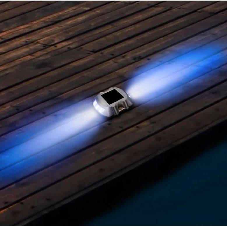 Solar Deck Lights Blue Color Waterproof 6 LED Driveway Safety Light for Pathway - Battery Mate
