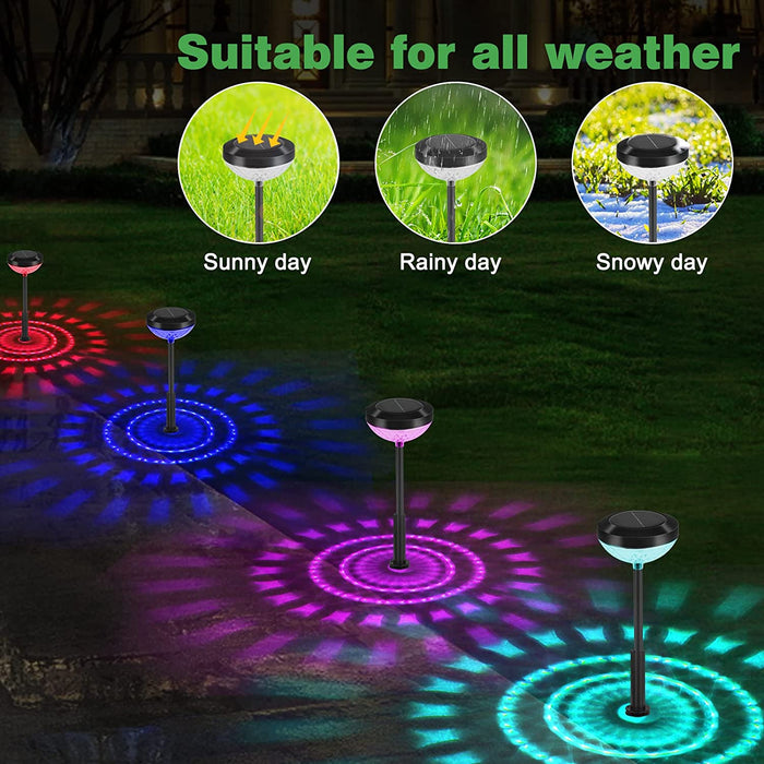 Solar Pathway Lights 4 Pack, Outdoor Garden Path Light, 2 Modes Brighter Color Changing Solar Powered IP65 Waterproof Solar Landscape Lighting - Battery Mate