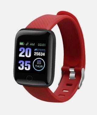 Sports Smart Watch Fitness Tracker Bracelet Heart Rate Blood Pressure Pedometer | Red - Battery Mate